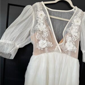 Showpo Sheer White Floral Mini Dress